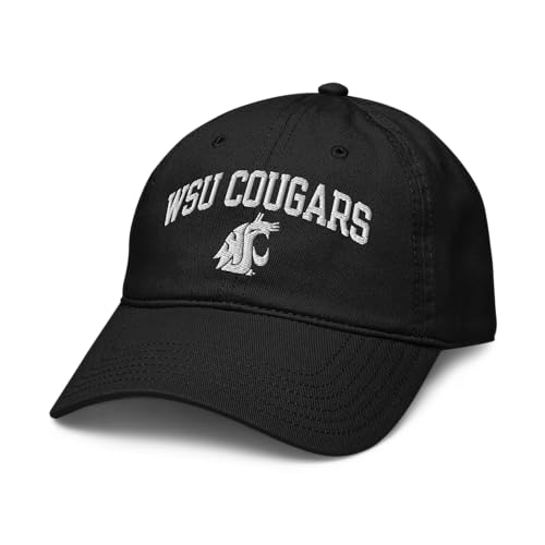 Elite Authentics Washington State Cougars Arch Over Officially Licensed Adjustable Baseball Hat, Black, One Size