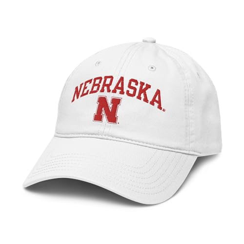 Elite Authentics Nebraska Cornhuskers Arch Over Officially Licensed Adjustable Baseball Hat, White, One Size