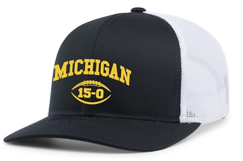 Mens Michigan Hat Michigan Championship Game Score 15-0 Mesh Back Trucker Hat