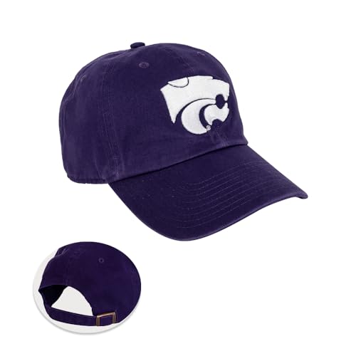 Kansas State University Hat Wildcats K-State Baseball Hats Cap Adjustable Adult Team Color (Design 2) Purple