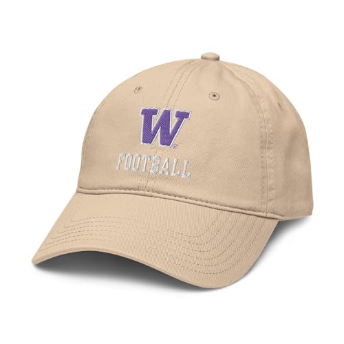 Elite Authentics Washington Huskies Football Stone Officially Licensed Adjustable Baseball Hat, One Size