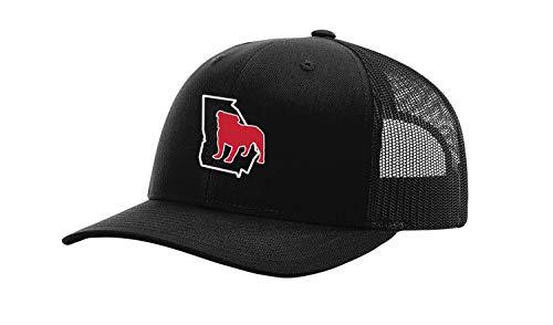 It's All About The South Georgia Outline with Bulldog Mesh Back Trucker Hat-Black/Black - Campus Hats