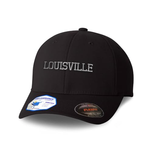 Custom Flexfit Hats for Men & Women Louisville City in Kentucky Embroidery State Map Names Polyester Dad Hat Baseball Cap Large XLarge Black Design Only