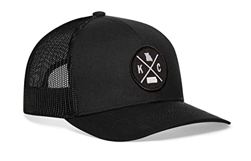 HAKA KC City Trucker Hat, Missouri Kansas Hat for Men & Women, Adjustable Baseball Hat, Mesh Snapback, Sturdy Outdoor Black Golf Hat (Black)