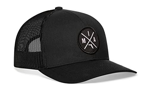 HAKA MIA City Trucker Hat, Miami Hat for Men & Women, Adjustable Baseball Hat, Mesh Snapback, Sturdy Outdoor Black Golf Hat (Black)