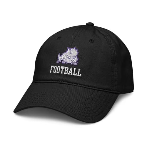Elite Authentics TCU Horned Frogs Football Officially Licensed Adjustable Baseball Hat, Black, One Size