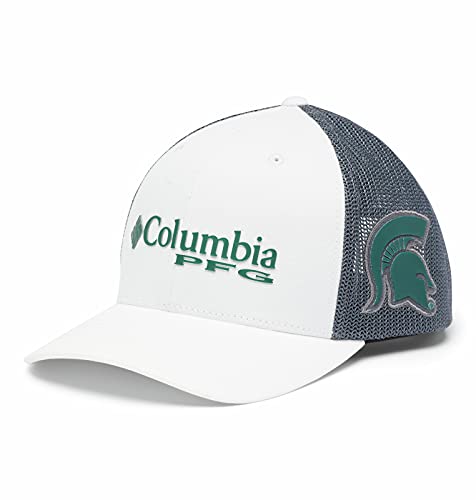 Columbia Unisex Collegiate PFG Mesh Snap Back Ball Cap, Ms - White/Charcoal, One Size