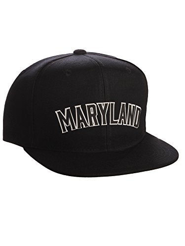 Original Snapback Custom American Cities State Letters Ajustable Flat Visor Cap (Maryland Black, White Black)