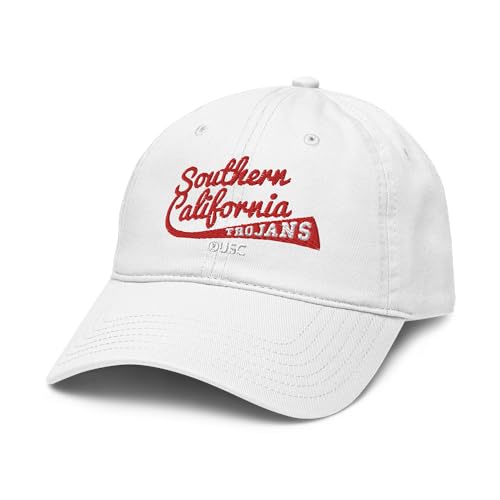 University of Southern California Trojans Embroidered Logo Adjustable Baseball Hat, White, One Size