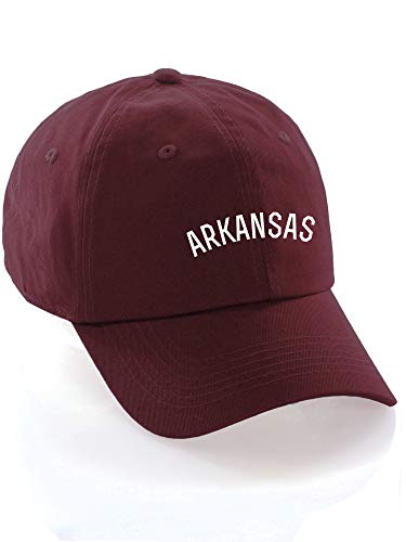 Daxton USA Cities Baseball Dad Hat Cap Cotton Unstructure Low Profile Strapback - Arkansas Burgundy White