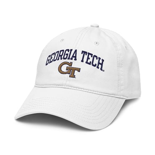 Elite Authentics Georgia Tech Yellow Jackets Arch White Officially Licensed Adjustable Baseball Hat, One Size