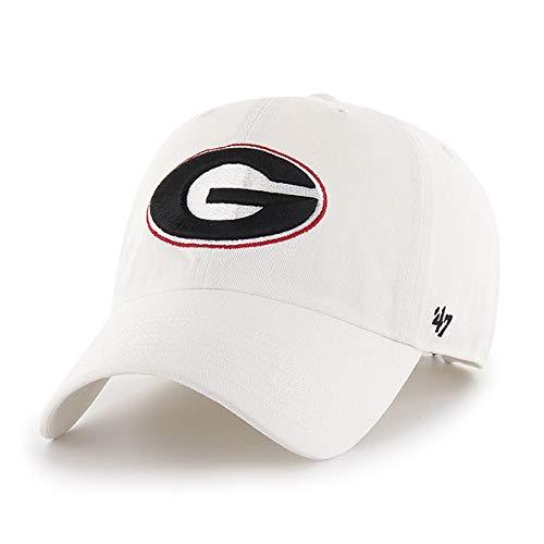 Georgia Bulldogs Mens White Clean Up Cotton Adjustable Hat - Campus Hats