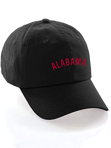 Daxton USA Cities Baseball Dad Hat Cap Cotton Unstructure Low Profile Strapback - Alabama Black Red