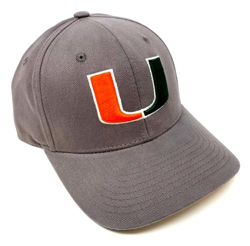 Solid Grey UM University of Miami Hurricanes MVP Logo Adjustable Curved Bill Hat