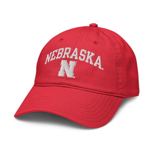 Elite Authentics Nebraska Cornhuskers Arch Over Red Officially Licensed Adjustable Baseball Hat, One Size