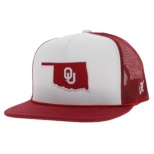 HOOEY Men's Officially Licensed Collegiate Adjustable Snapback Hat (Oklahoma - 7291t-­whrd) White/Red