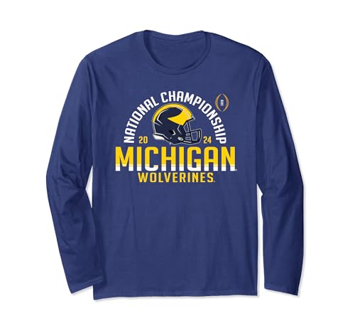Michigan Wolverines 2024 CFP National Championship Arch Navy Long Sleeve T-Shirt