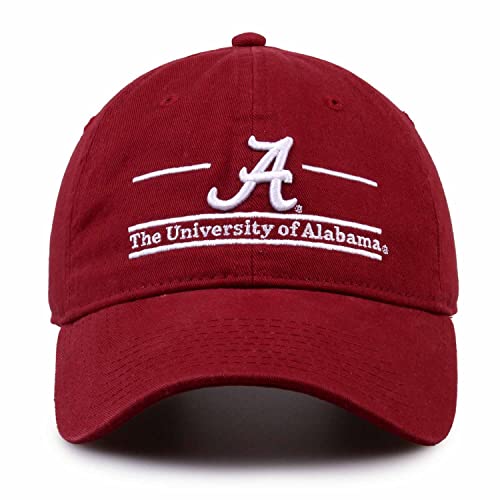 The Game Bar Hat with Adjustable Relaxed Fit for Men and Women - Embroidered Logo (Alabama Crimson Tide - Red, Adult Adjustable)