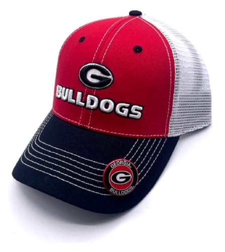 Officially Licensed University Georgia Hat Adjustable Mesh Trucker Classic Bulldogs Text Logo Cap (Multicolor)