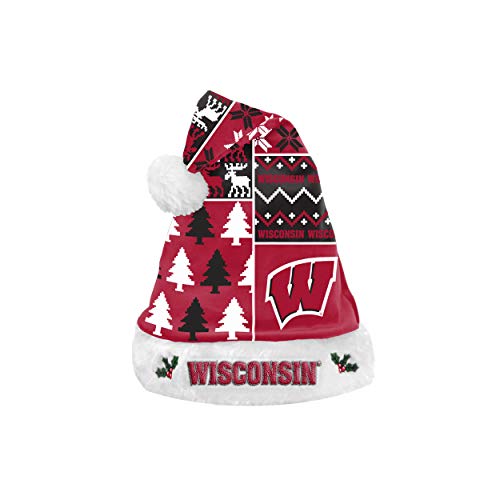 Wisconsin Badgers NCAA Busy Block Family Holiday Santa Hat