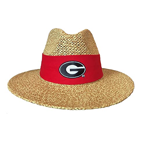 LOGOFIT Georgia Bulldogs Straw Safari Hat with Red Band with Super G, X-Large