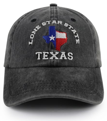 Texas Flag Hats for Men Women, Texas Gifts and Souvenirs,Funny Adjustable Embroidered Denim Washed TX Lone Star State Map Shape Baseball Cap, Christmas Birthday Gifts for Texas Lovers Dad Mom Friends