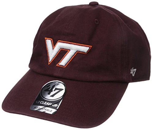 NCAA Virginia Tech Hokies '47 Brand Clean Up Adjustable Hat, Dark Maroon, One Size