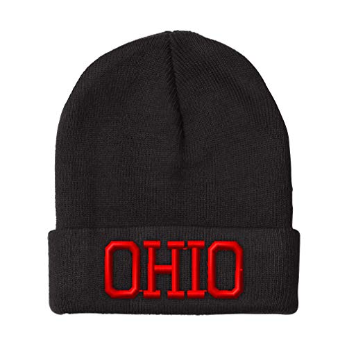 Beanies for Men Ohio State USA America B Embroidery State Map Names United States Winter Hats for Women Acrylic Skull Cap 1 Size Black Design Only
