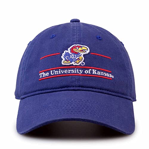 The Game NCAA Adult Bar Hat - Garment Washed Twill - Embroidered Design - Elevate Your Style and Show Your Team Spirit (Kansas Jayhawks - Blue, Adult Adjustable)
