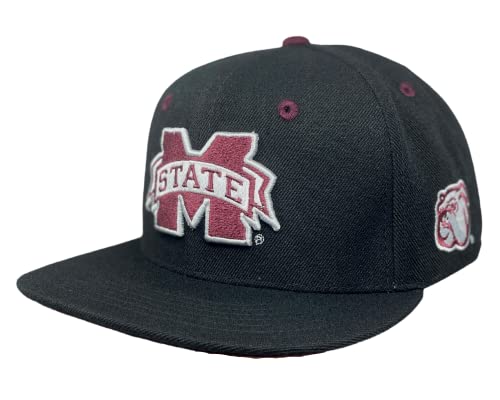 Mississippi State University MSSTATE Bulldogs NCAA Flat Bill Retro Snapback Baseball Cap Hat Black