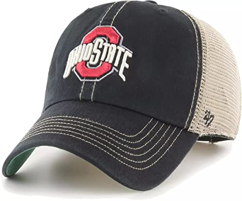 '47 NCAA Trawler Mesh Clean Up Adjustable Hat, Adult One Size Fits All (Ohio State Buckeyes Black Beige)