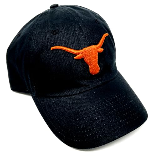 National Cap Cleanup Texas Longhorns Mascot Logo Solid Black Curved Bill Adjustable Slouch Hat