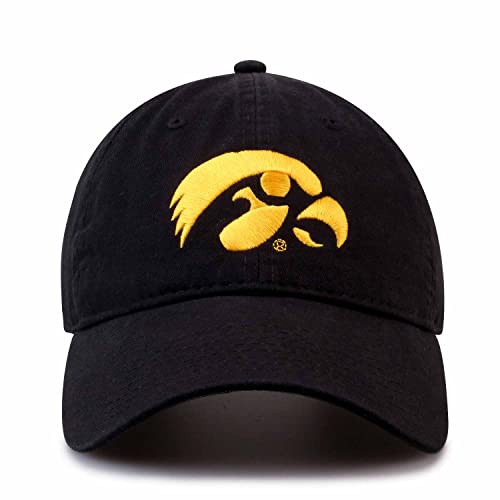 The Game NCAA Adult Relaxed Fit Logo Hat - Embroidered Logo - 100% Cotton - Elevate Your Style and Show Your Team Spirit (Iowa Hawkeyes - Black, Adult Adjustable)