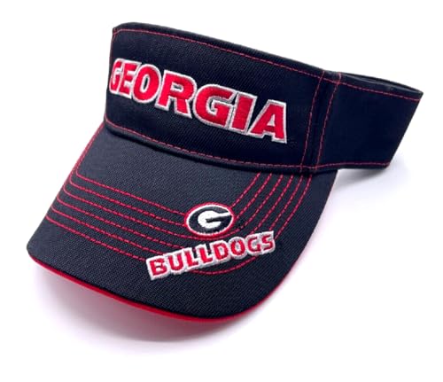 Officially Licensed University Georgia Visor Hat Classic Edition Adjustable Bulldogs Team Logo Embroidered Cap (Black)