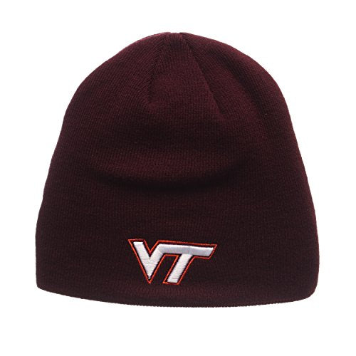 Virginia Tech Hokies Maroon"Edge" Skull Cap - NCAA Cuffless Winter Knit Beanie Toque Hat