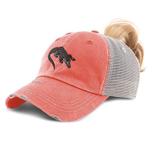 Womens Ponytail Cap Gator Florida Swamp Embroidery Cotton  display picture 1