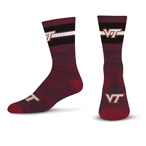 For Bare Feet Men's NCAA Virginia Tech Hokies First String Crew Sock Team Color Large