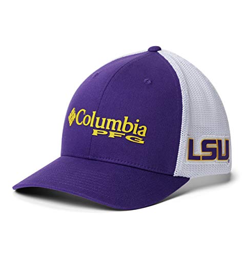 Columbia NCAA LSU Tigers Men's PFG Mesh Ball Cap Small/Medium, Small/Medium, LSU - Vivid Purple