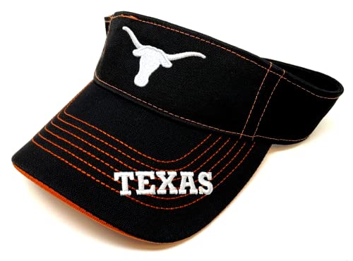 OC Sports Texas University Visor Hat Embroidered MVP Adjustable Black Cap, One Size