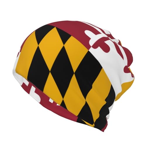 Maryland Flag Slouchy Beanie Hat Chemo Beanies Skull Cap Headwear for Men Women Sun Protection Winter Warm