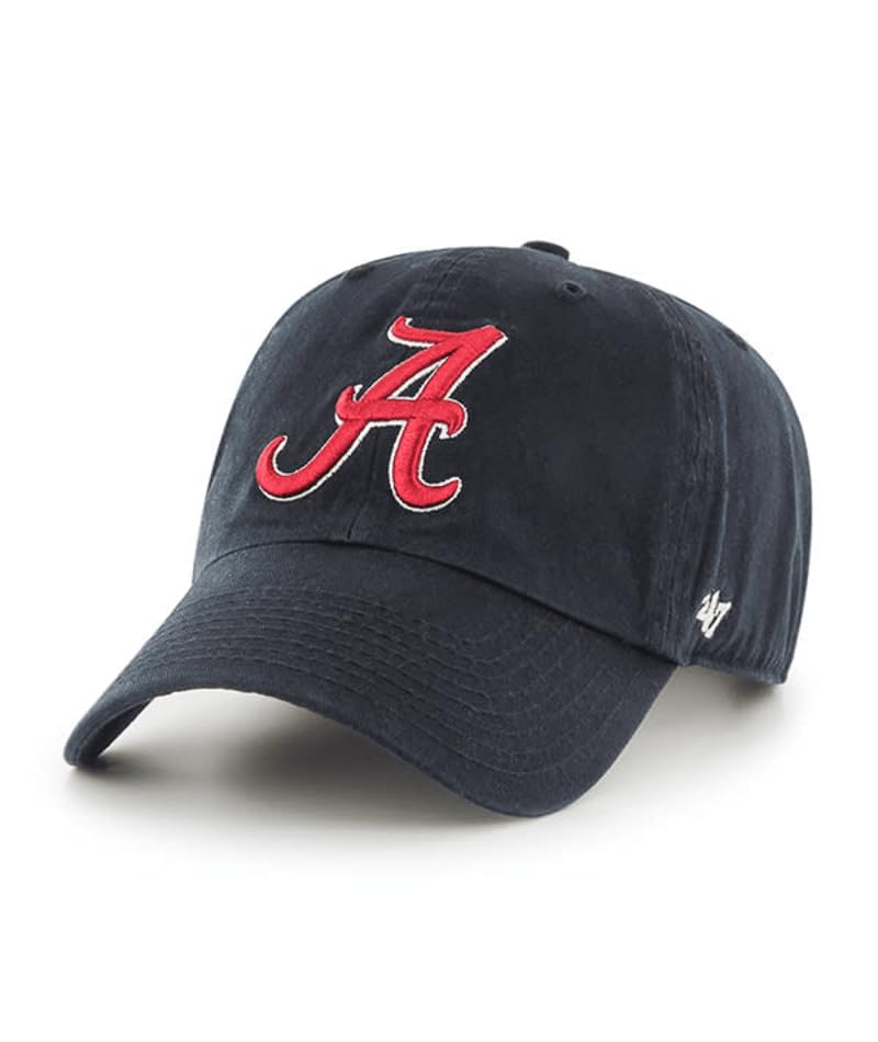 '47 Alabama Hat (UA Crimson Tide) Mens Womens Clean Up Adjustable Cap, Black, One Size
