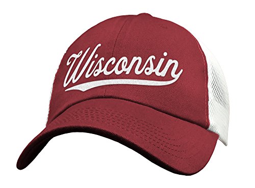 State of Wisconsin Trucker Hat Baseball Cap - Snapback Mesh Low Profile Unstructured Sports - WI USA