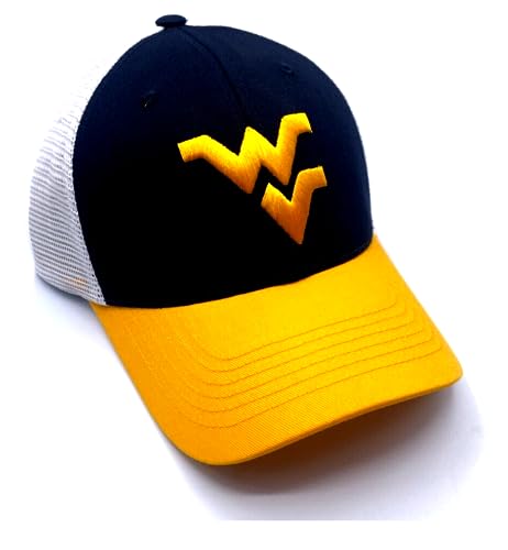 West Virginia Classic Two Tone Hat Adjustable University Mesh Trucker Cap Blue