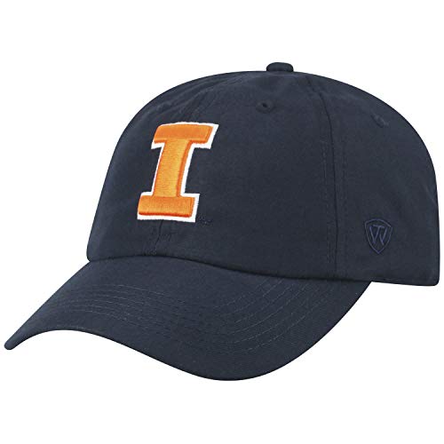 Top of the World Illinois Illini Men's Adjustable Cotton Stretch College Staple Team Color Icon Hat, Adjustable