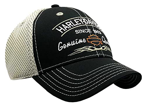 Harley-Davidson Men's Tribal Snapback Curved Brim Colorblocked Mesh Trucker Cap Black