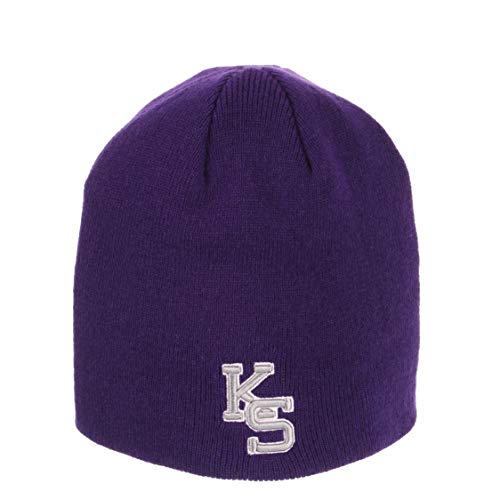 Zephyr Kansas State Wildcats Purple Edge Skull Cap - NCAA Cuffless Winter Knit Beanie Toque Hat