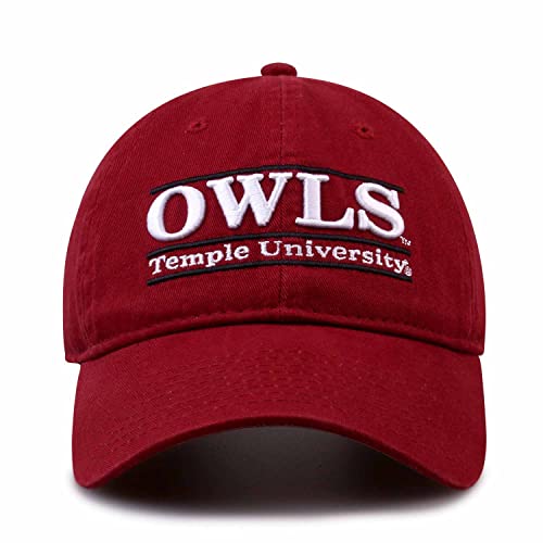 The Game NCAA Adult Bar Hat - Garment Washed Twill - Embroidered Design - Elevate Your Style and Show Your Team Spirit (Temple Owls - Red, Adult Adjustable)