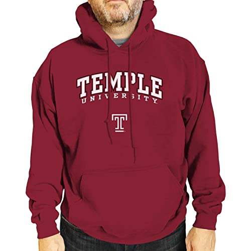 Campus Colors Adult Arch & Logo Soft Style Gameday Hooded Sweatshirt (Temple Owls - Red, Small)