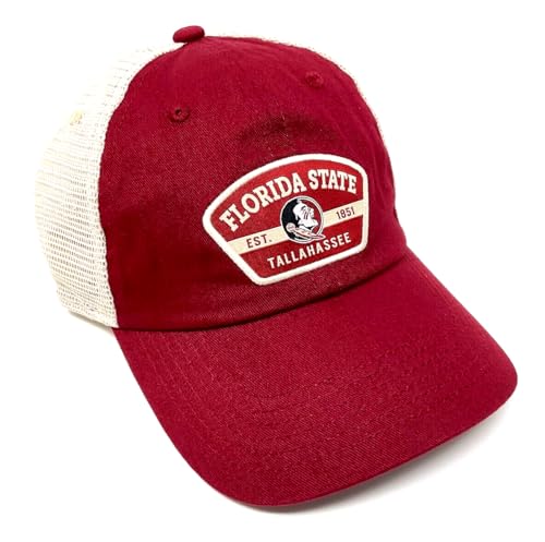 National Cap Florida State FSU Seminoles Patch Logo Garnet & Tan Mesh Trucker Curved Bill Adjustable Snapback Hat
