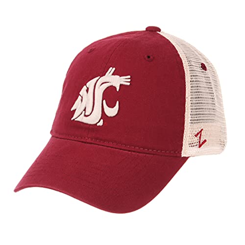 NCAA Zephyr Washington State Cougars Mens University Relaxed Hat, Adjustable, Team Color/Stone